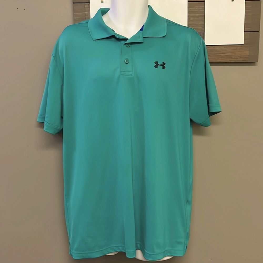 Under Armour Men’s Seafoam Green Golf Polo with Collar and Side Slits- XL